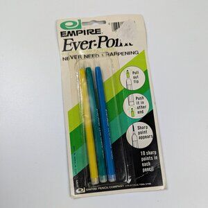 Vintage 1975 Empire Ever-Point Pencils #6505 Open Pack with 3 New Pencils